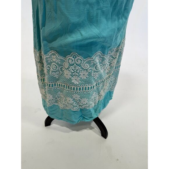 vintage 1960s occasion wear maxi, light blue and cream top lace detail - Picture 4 of 4